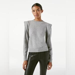 FRAME Cashmere Kennedy Sweater Womens Large Gris Heather Gray Flutter Sleeve